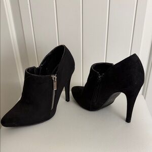 Delicious Black Suede Stiletto Ankle Booties